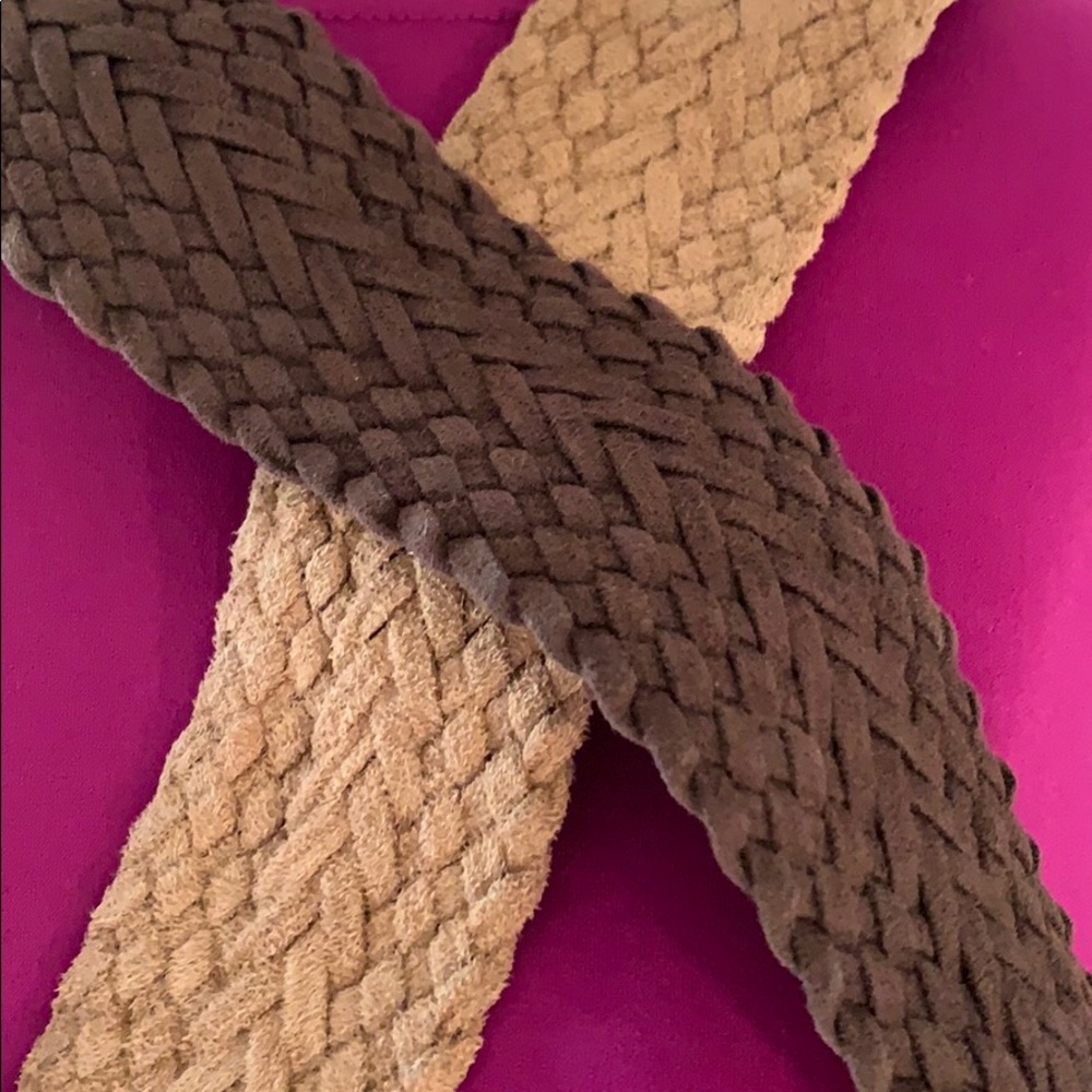 Lot of 2 Faux Suede Belts Brown & Tan